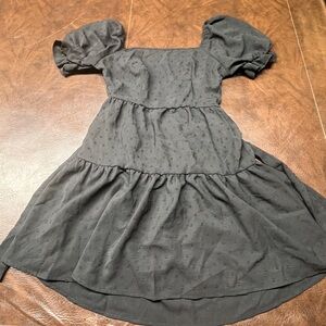 SHEIN Black Tiered Puff Sleeve Sundress